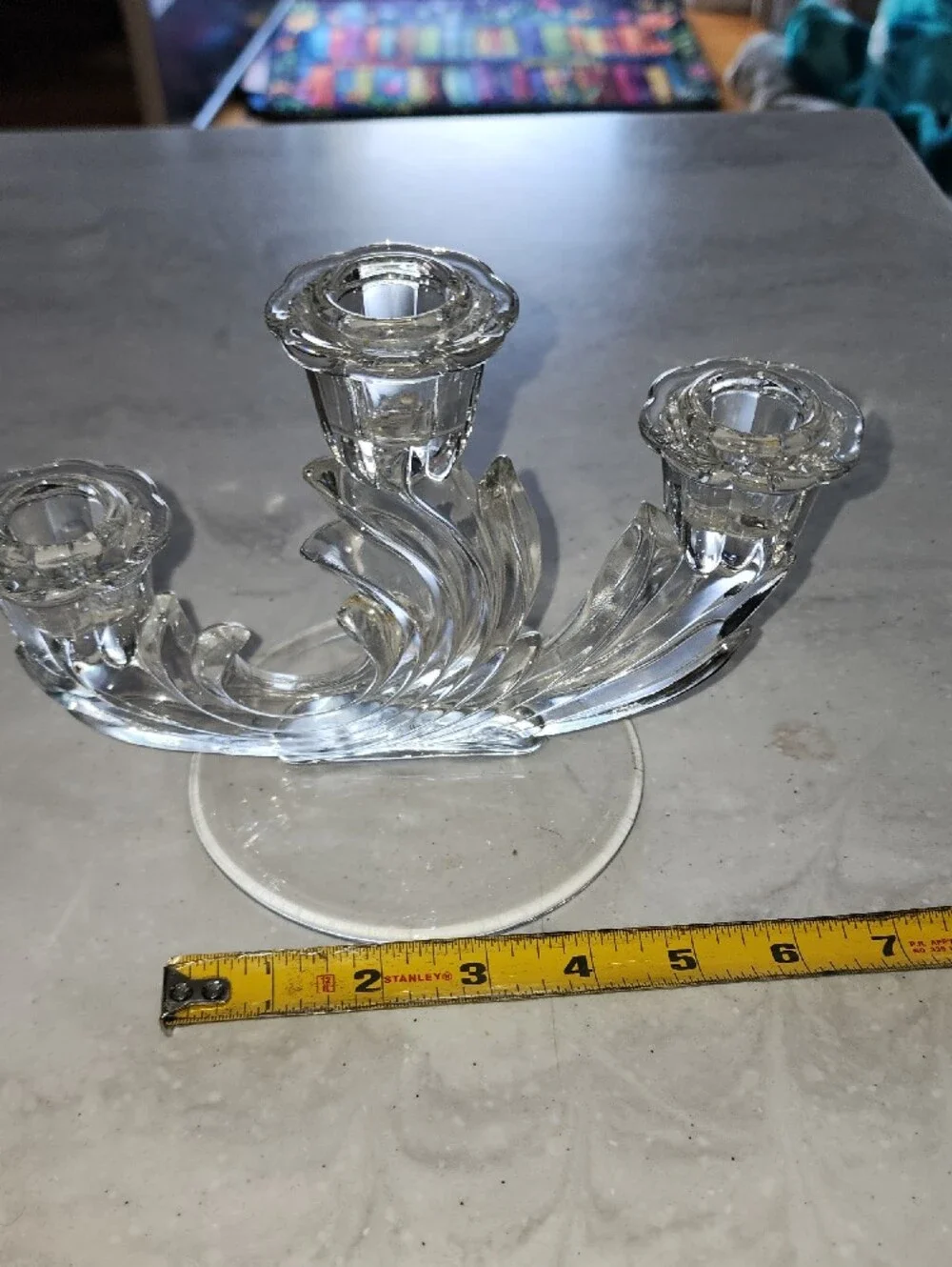 Clear Glass 3-Arm Candle Holders - Set of 2